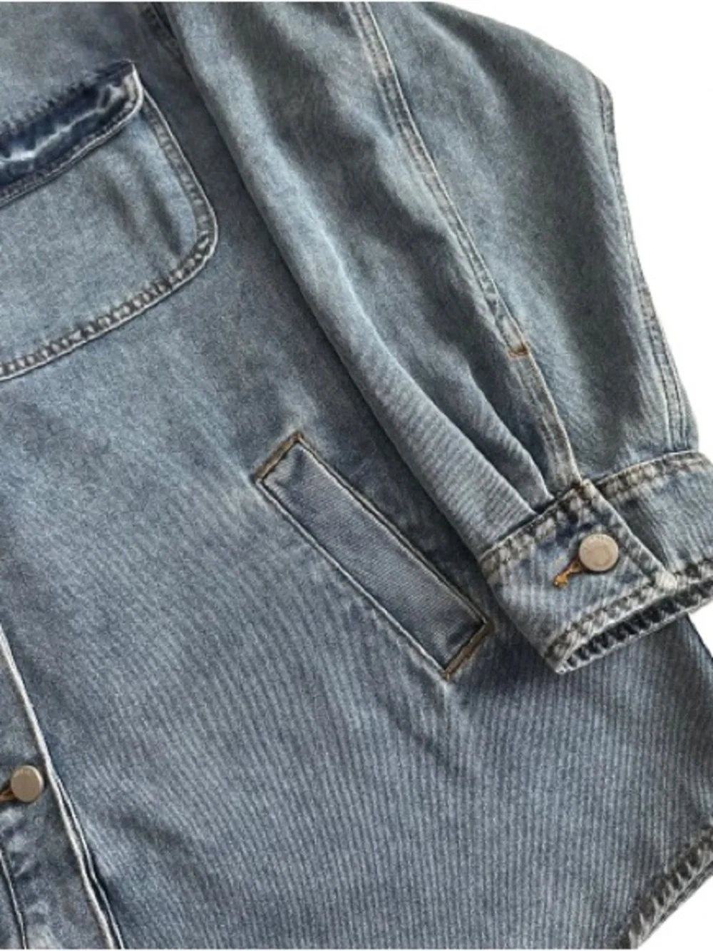 Stoosh Vintage Demin Man's L Blue Light Wash Denim Button Down Shirt Jacket Top - Picture 4 of 16